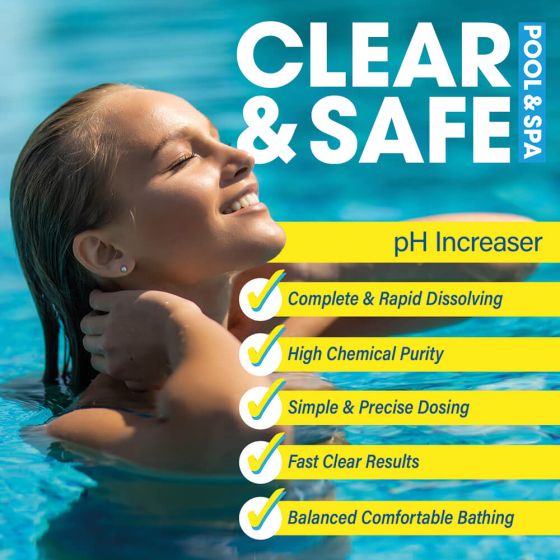 Clear & Safe 1kg pH+ Plus Increaser - Sodium Carbonate