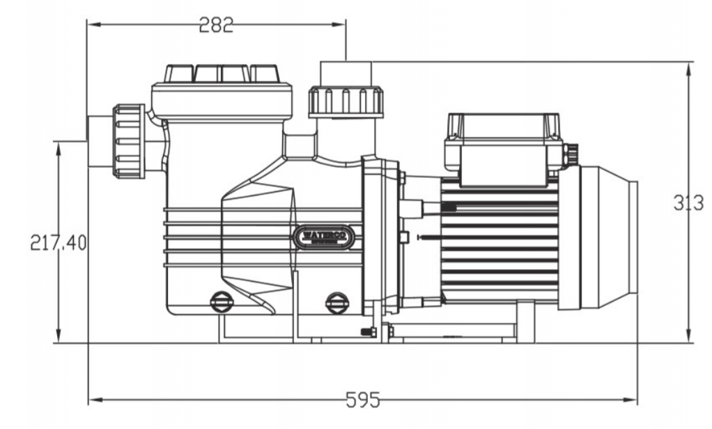 Waterco Supastream 1.5hp Pool & Low Pressure Pond Pump 150 dimensions world of pools