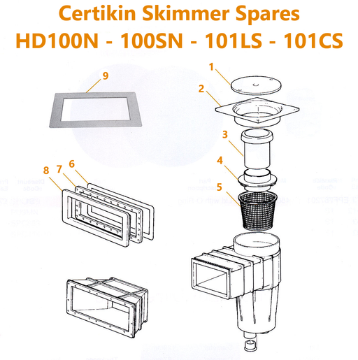 Certikin Skimmer Spares - HD100N - HD100SN - HD101LS - HD101CS - World of Pools
